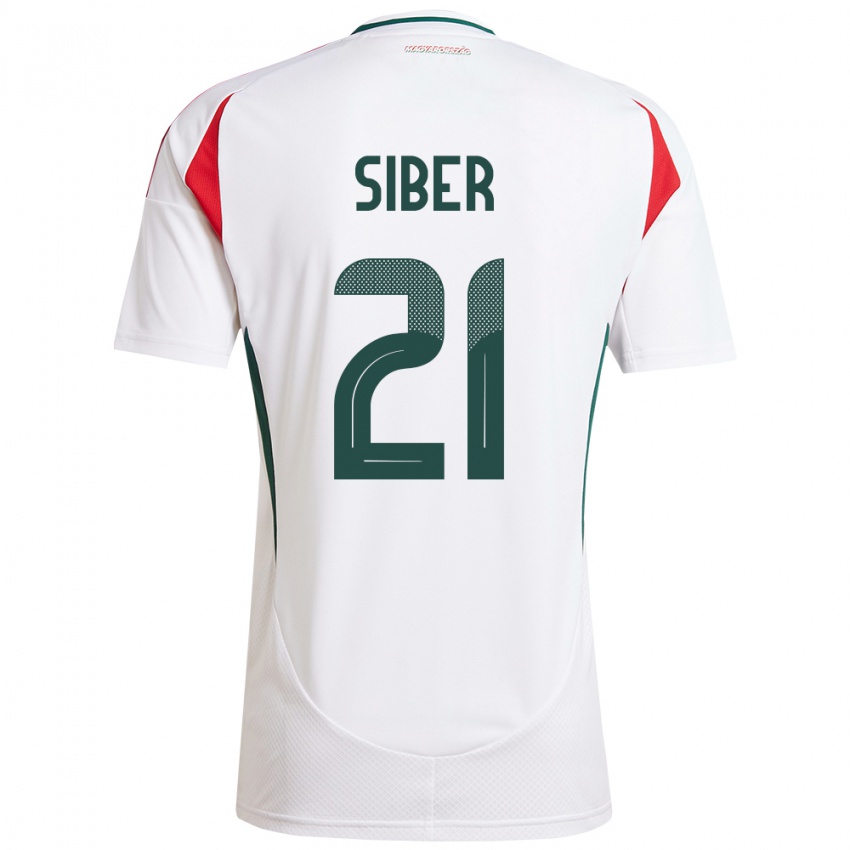 Uomo Maglia Ungheria Glória Siber #21 Bianco Kit Gara Away 24-26 Maglietta