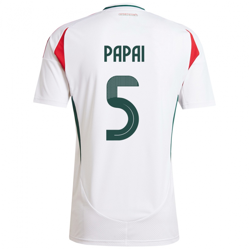 Uomo Maglia Ungheria Emőke Pápai #5 Bianco Kit Gara Away 24-26 Maglietta