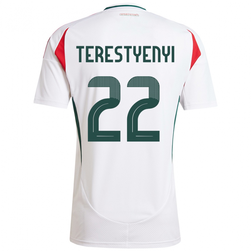 Uomo Maglia Ungheria Anna Terestyényi #22 Bianco Kit Gara Away 24-26 Maglietta