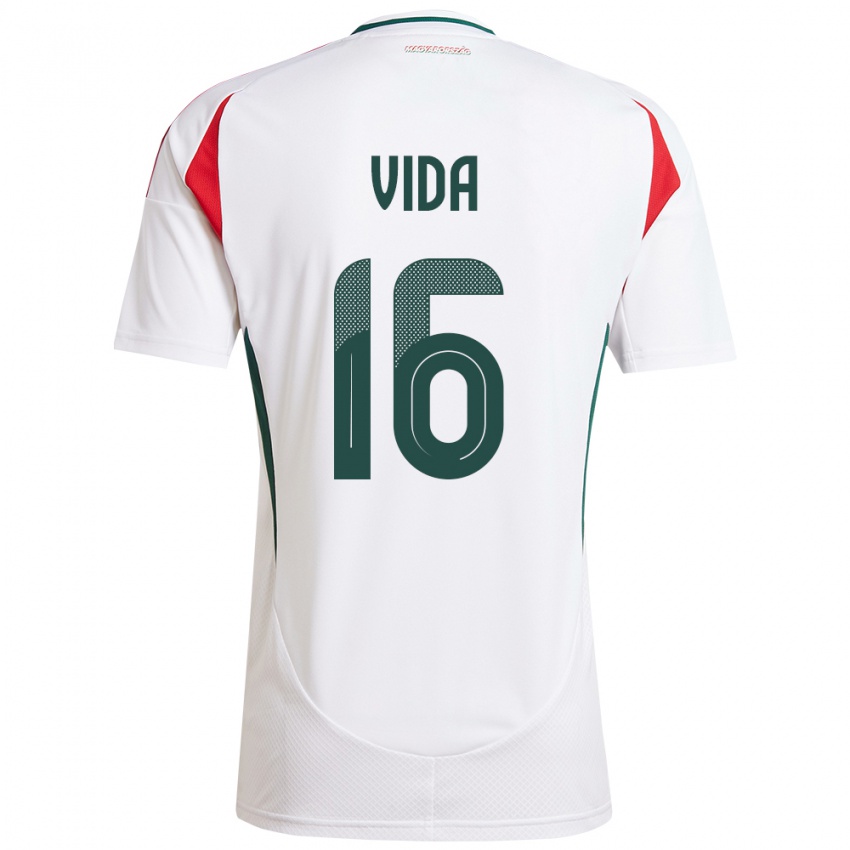 Uomo Maglia Ungheria Boglárka Vida #16 Bianco Kit Gara Away 24-26 Maglietta