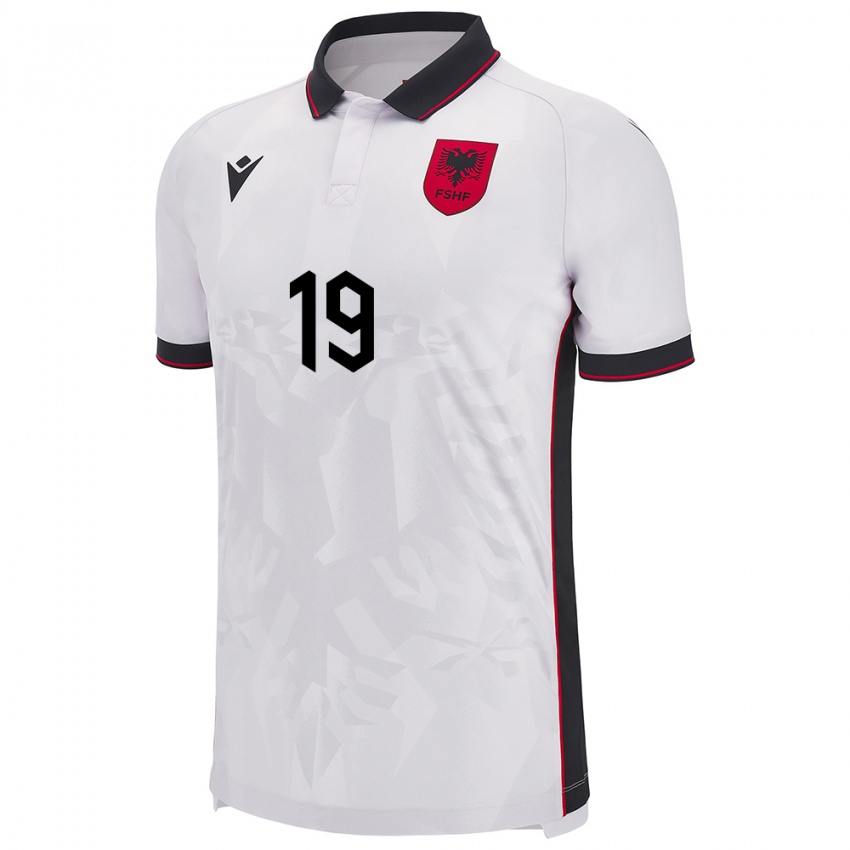 Uomo Maglia Albania Ermir Rashica #19 Bianco Kit Gara Away 24-26 Maglietta