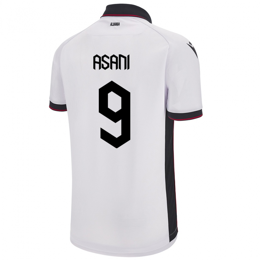 Uomo Maglia Albania Jasir Asani #9 Bianco Kit Gara Away 24-26 Maglietta