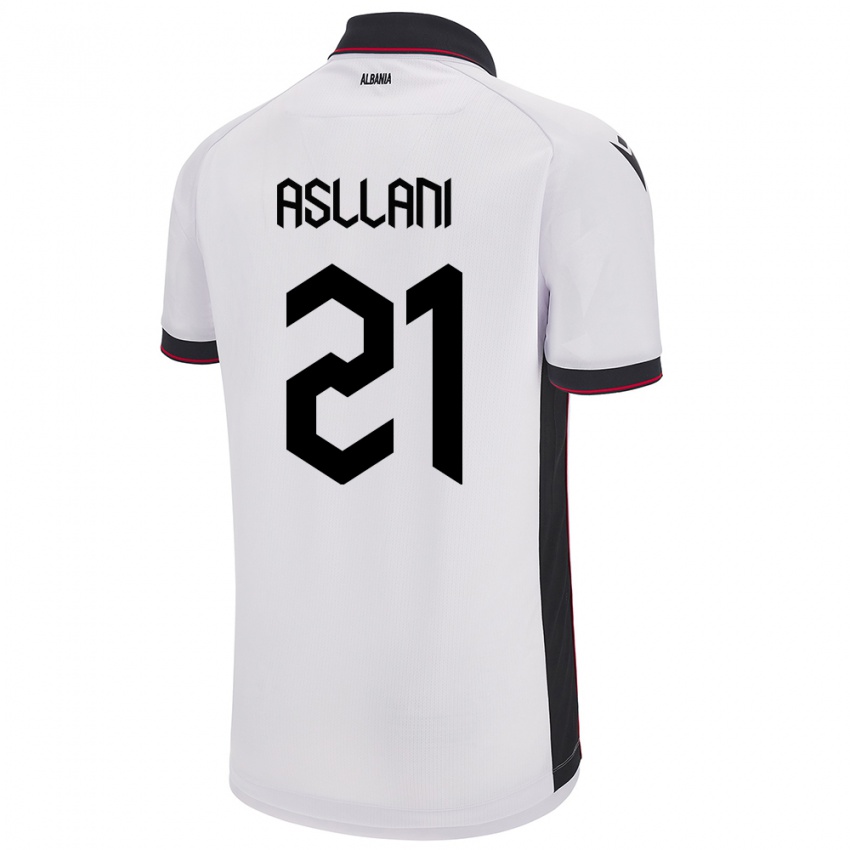 Uomo Maglia Albania Kristjan Asllani #21 Bianco Kit Gara Away 24-26 Maglietta