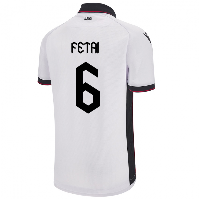 Uomo Maglia Albania Feta Fetai #6 Bianco Kit Gara Away 24-26 Maglietta