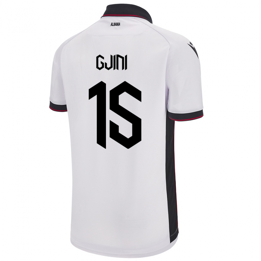 Uomo Maglia Albania Elmando Gjini #15 Bianco Kit Gara Away 24-26 Maglietta