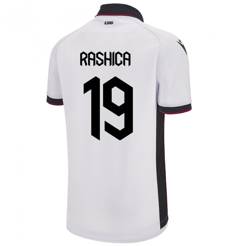 Uomo Maglia Albania Ermir Rashica #19 Bianco Kit Gara Away 24-26 Maglietta