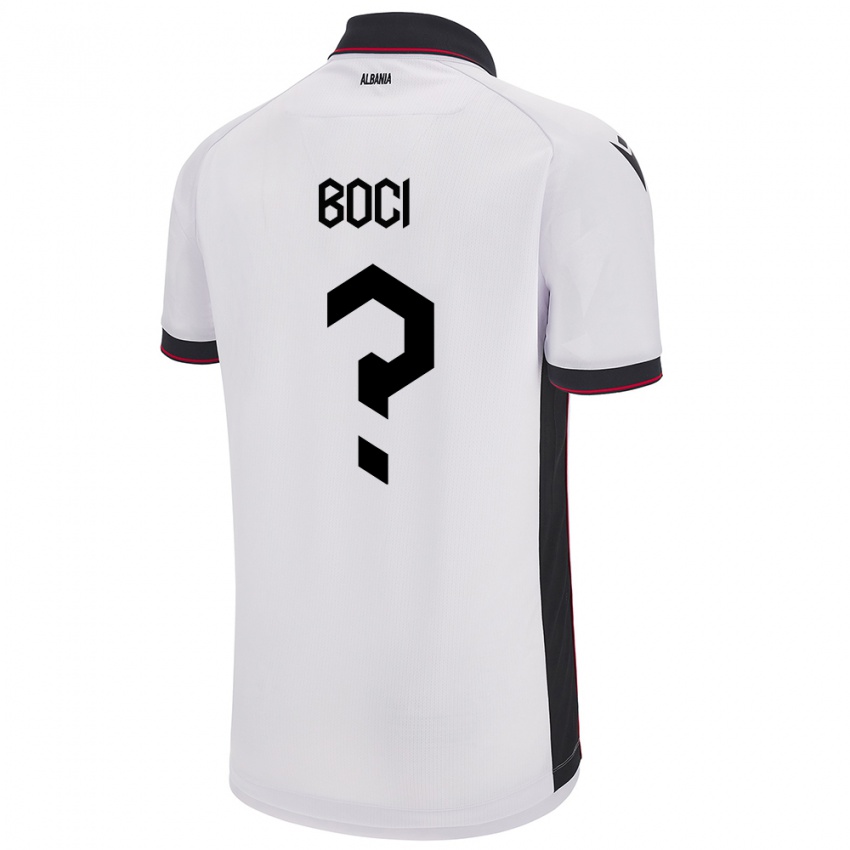 Uomo Maglia Albania Muco Boci #0 Bianco Kit Gara Away 24-26 Maglietta