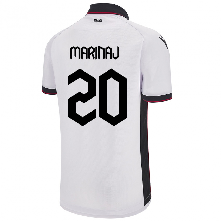 Uomo Maglia Albania Kledi Marinaj #20 Bianco Kit Gara Away 24-26 Maglietta