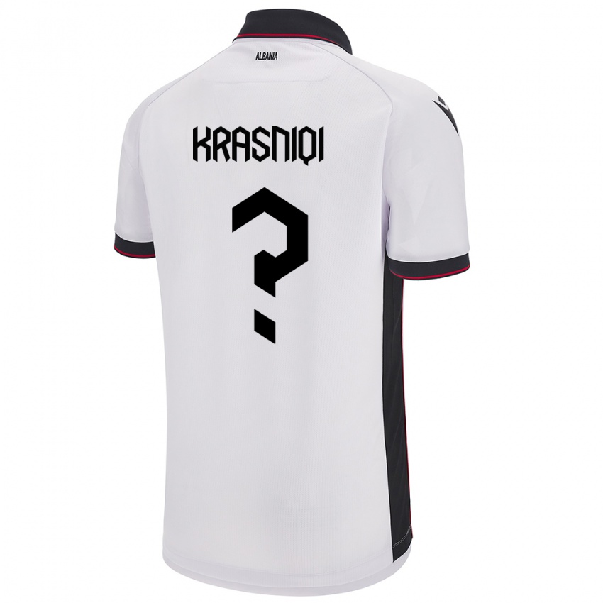 Uomo Maglia Albania Erald Krasniqi #0 Bianco Kit Gara Away 24-26 Maglietta