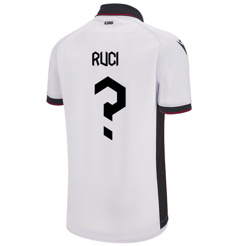 Uomo Maglia Albania Orgito Ruci #0 Bianco Kit Gara Away 24-26 Maglietta