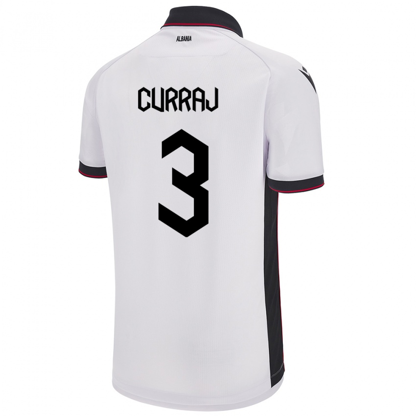 Uomo Maglia Albania Arbenita Curraj #3 Bianco Kit Gara Away 24-26 Maglietta