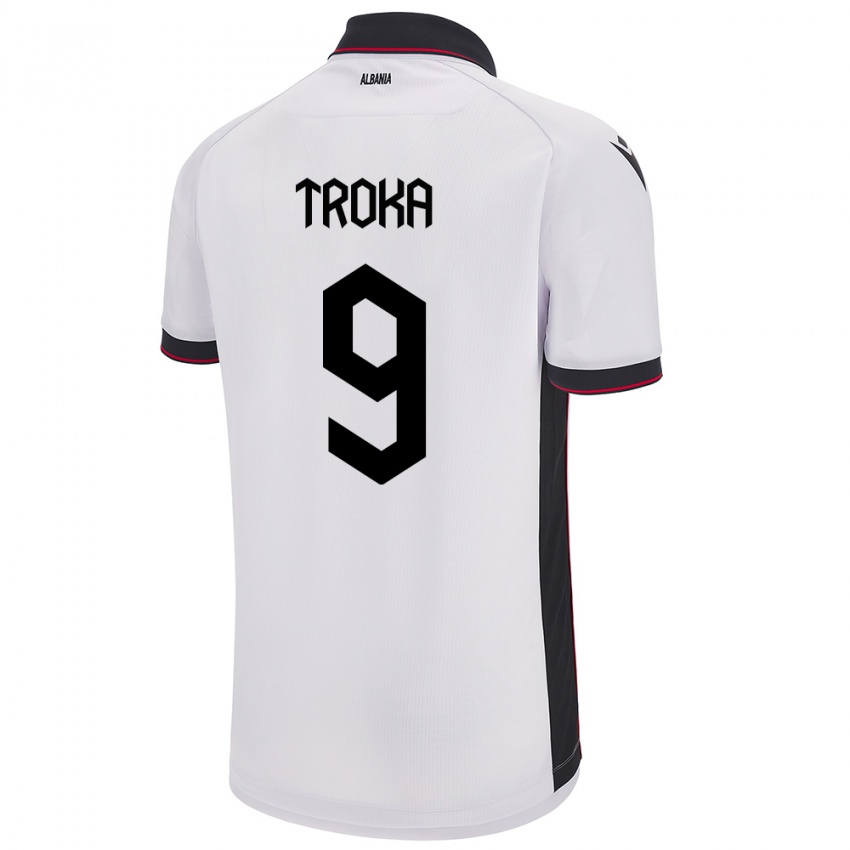 Uomo Maglia Albania Valentina Troka #9 Bianco Kit Gara Away 24-26 Maglietta