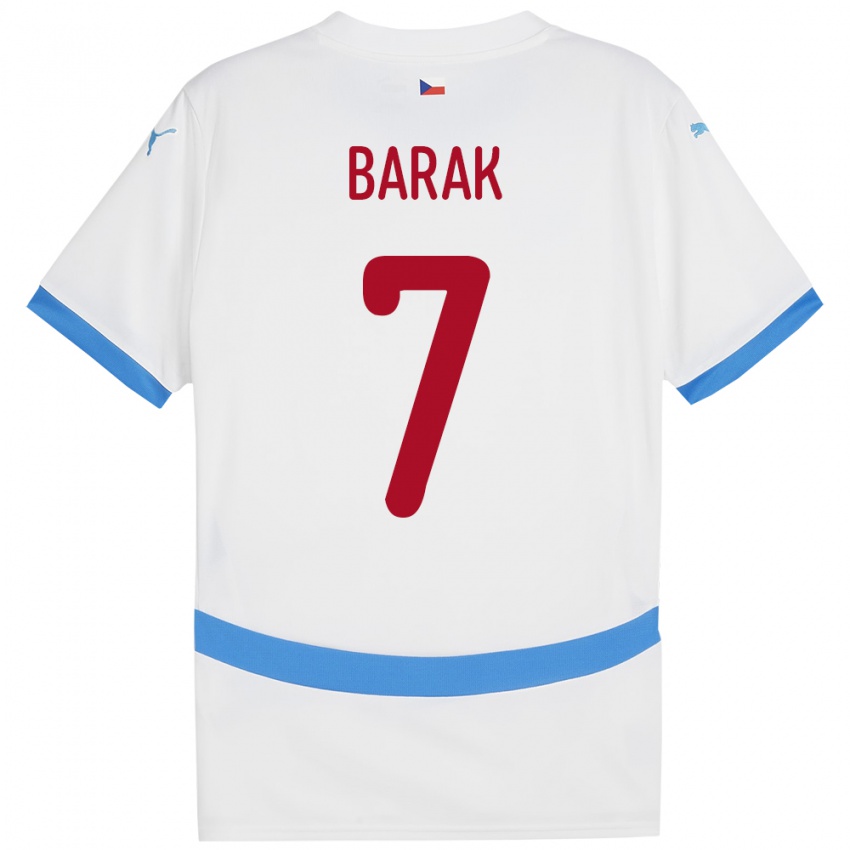 Uomo Maglia Cechia Antonín Barák #7 Bianco Kit Gara Away 24-26 Maglietta