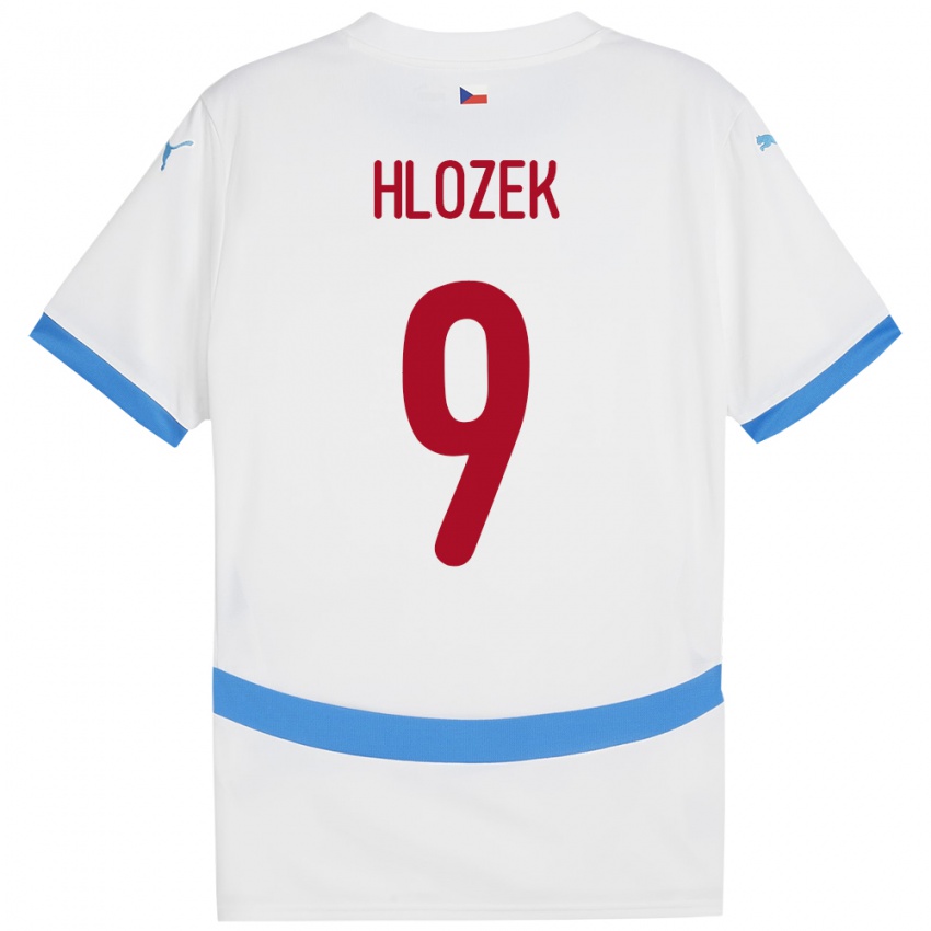 Uomo Maglia Cechia Adam Hlozek #9 Bianco Kit Gara Away 24-26 Maglietta