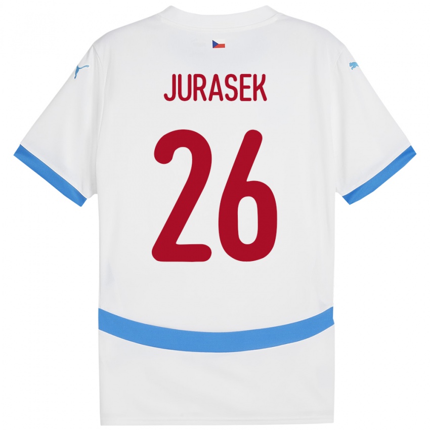 Uomo Maglia Cechia Matej Jurasek #26 Bianco Kit Gara Away 24-26 Maglietta