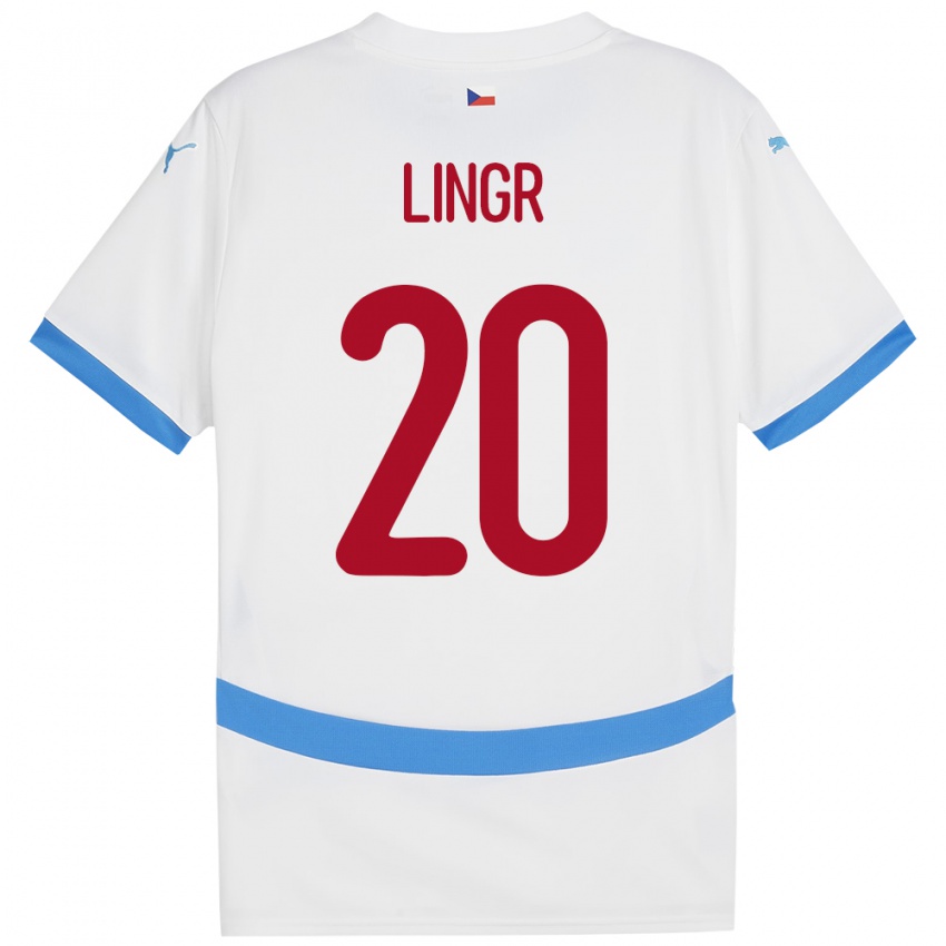 Uomo Maglia Cechia Ondrej Lingr #20 Bianco Kit Gara Away 24-26 Maglietta