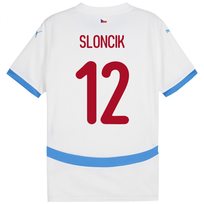 Uomo Maglia Cechia Tom Sloncik #12 Bianco Kit Gara Away 24-26 Maglietta