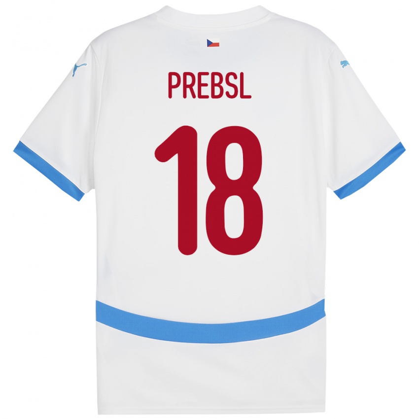 Uomo Maglia Cechia Filip Prebsl #18 Bianco Kit Gara Away 24-26 Maglietta