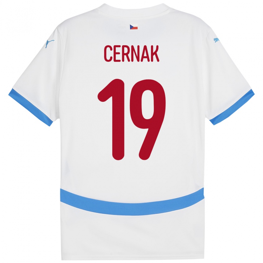 Uomo Maglia Cechia Michal Cernak #19 Bianco Kit Gara Away 24-26 Maglietta