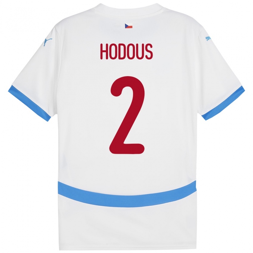 Uomo Maglia Cechia Petr Hodous #2 Bianco Kit Gara Away 24-26 Maglietta