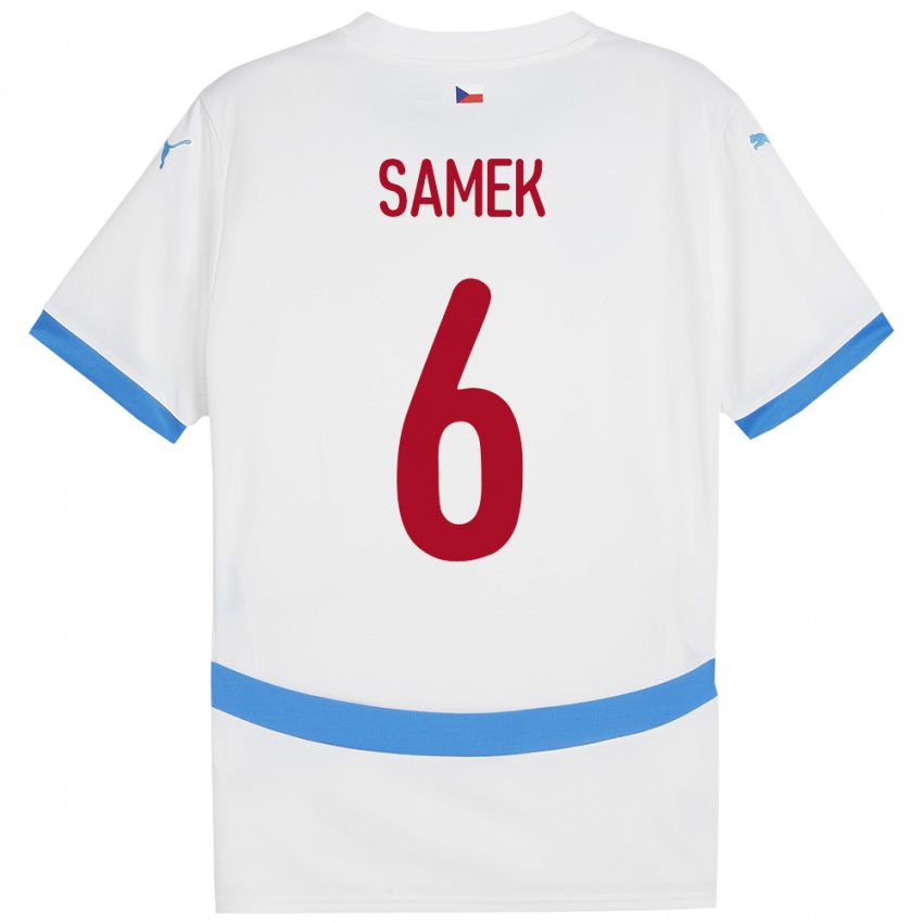 Uomo Maglia Cechia Daniel Samek #6 Bianco Kit Gara Away 24-26 Maglietta