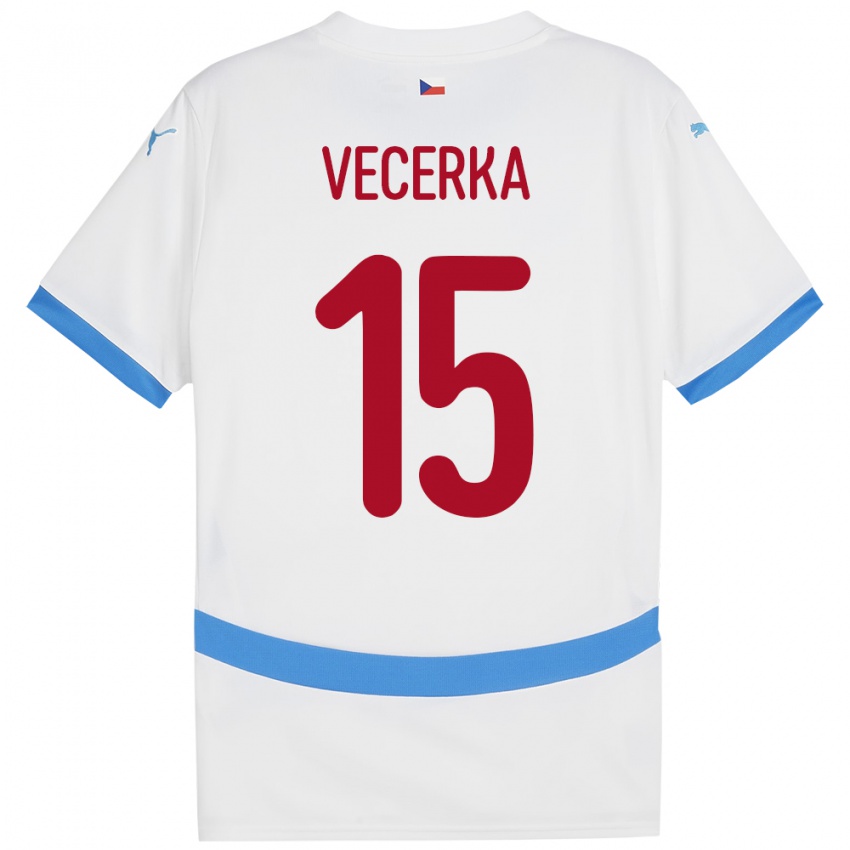 Uomo Maglia Cechia Dalibor Vecerka #15 Bianco Kit Gara Away 24-26 Maglietta