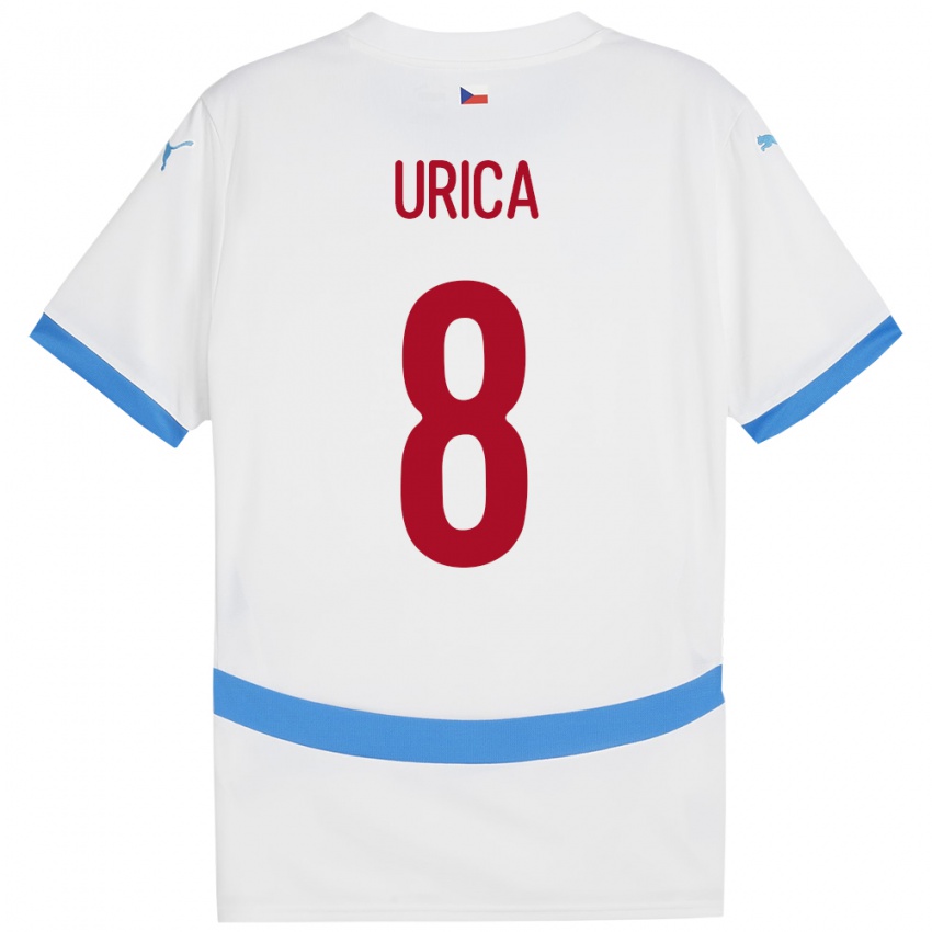 Uomo Maglia Cechia Adam Urica #8 Bianco Kit Gara Away 24-26 Maglietta