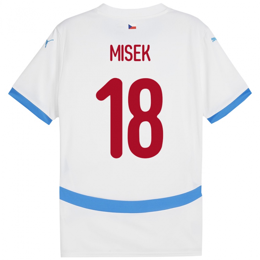 Uomo Maglia Cechia Stepan Misek #18 Bianco Kit Gara Away 24-26 Maglietta