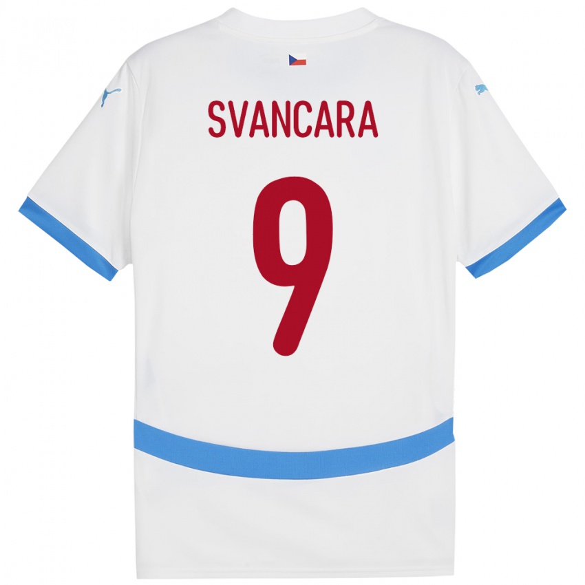 Uomo Maglia Cechia Daniel Svancara #9 Bianco Kit Gara Away 24-26 Maglietta