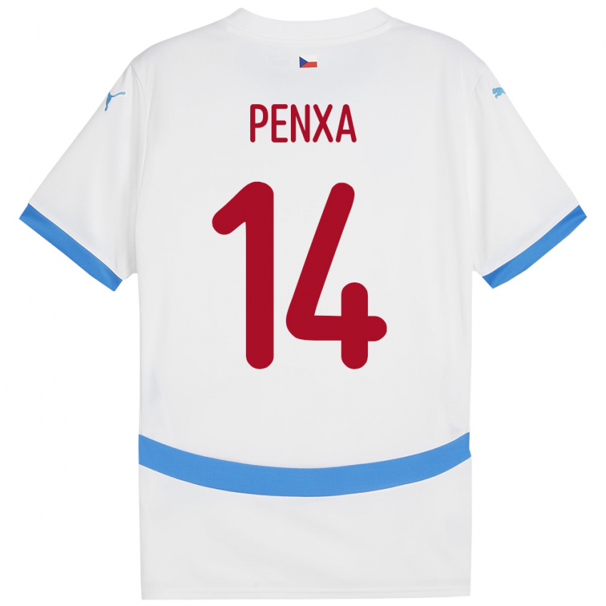 Uomo Maglia Cechia Ondrej Penxa #14 Bianco Kit Gara Away 24-26 Maglietta