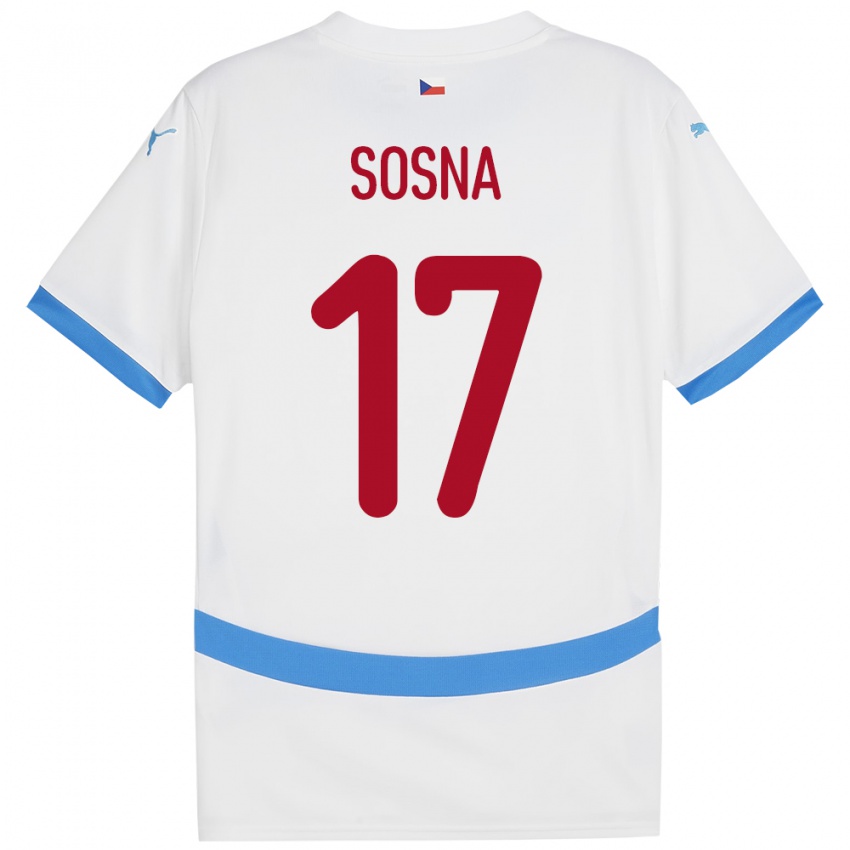 Uomo Maglia Cechia Adam Sosna #17 Bianco Kit Gara Away 24-26 Maglietta