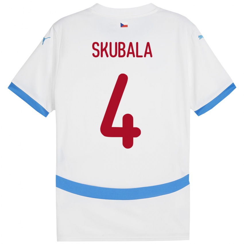 Uomo Maglia Cechia Tomas Skubala #4 Bianco Kit Gara Away 24-26 Maglietta