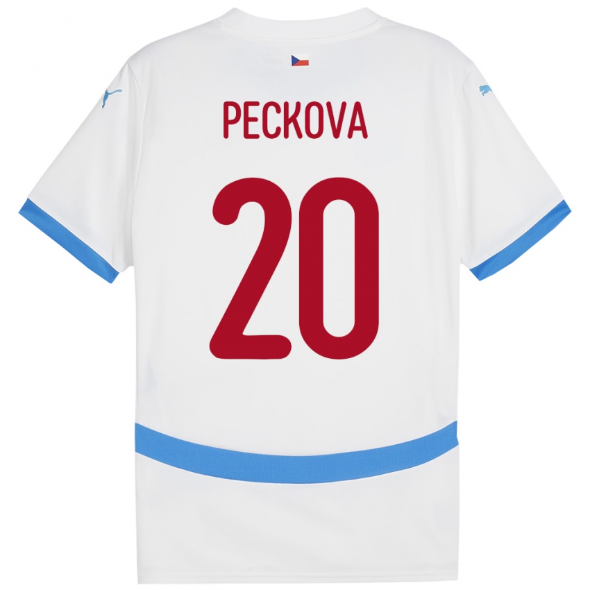 Uomo Maglia Cechia Alena Pěčková #20 Bianco Kit Gara Away 24-26 Maglietta