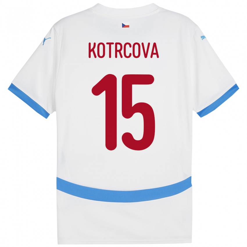 Uomo Maglia Cechia Kateřina Kotrčová #15 Bianco Kit Gara Away 24-26 Maglietta