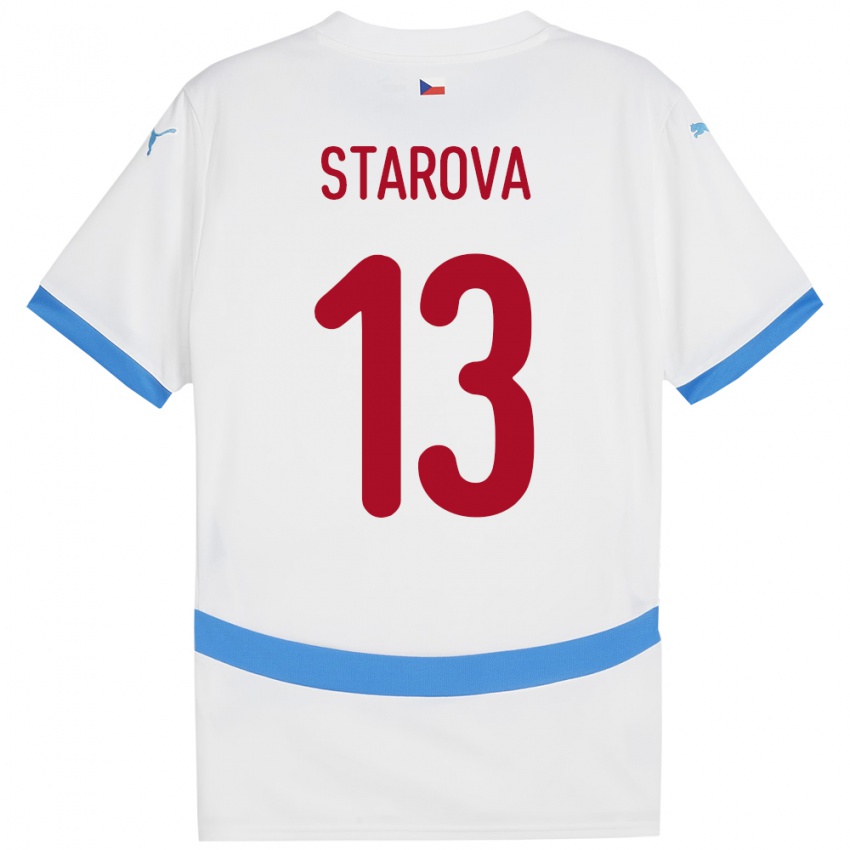 Uomo Maglia Cechia Antonie Stárová #13 Bianco Kit Gara Away 24-26 Maglietta