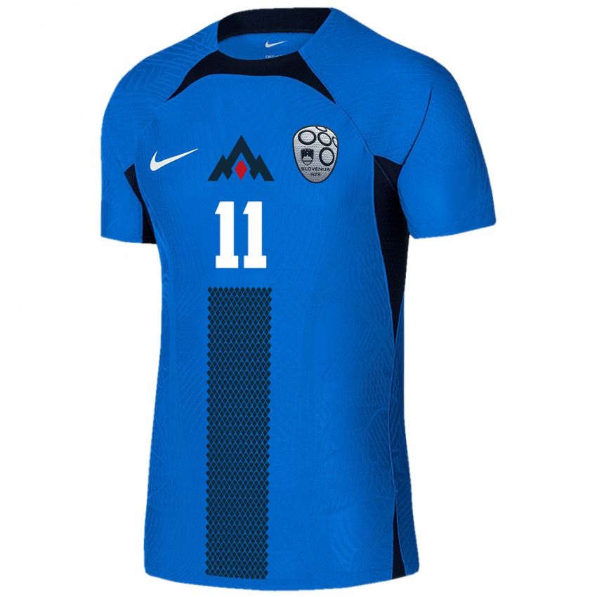 Uomo Maglia Slovenia Lara Prašnikar #11 Blu Kit Gara Away 24-26 Maglietta