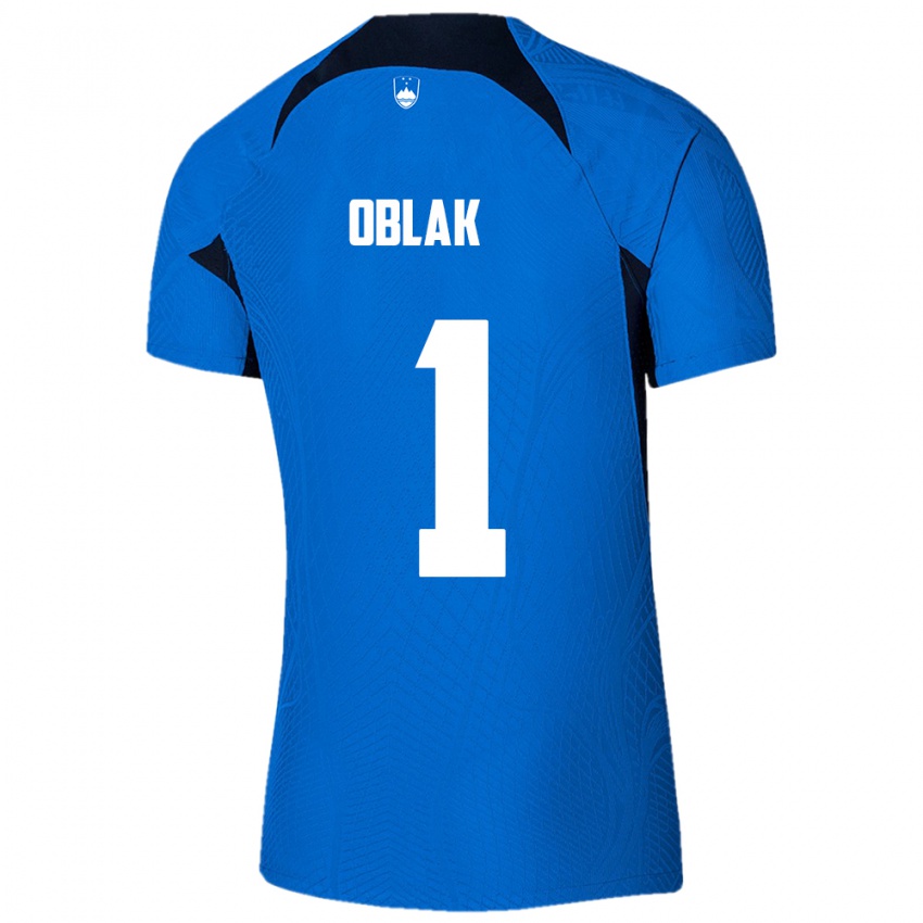 Uomo Maglia Slovenia Jan Oblak #1 Blu Kit Gara Away 24-26 Maglietta