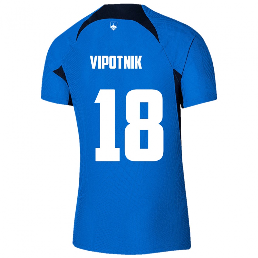 Uomo Maglia Slovenia Zan Vipotnik #18 Blu Kit Gara Away 24-26 Maglietta