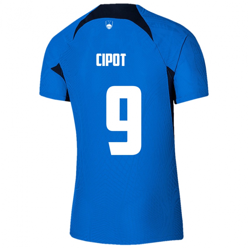 Uomo Maglia Slovenia Tio Cipot #9 Blu Kit Gara Away 24-26 Maglietta