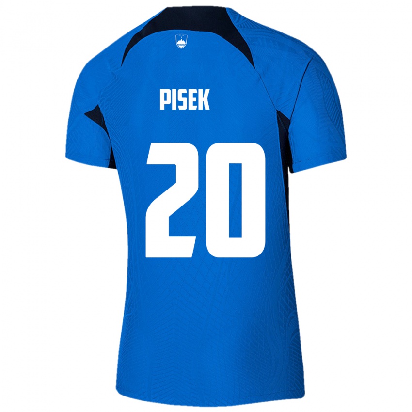 Uomo Maglia Slovenia Jost Pisek #20 Blu Kit Gara Away 24-26 Maglietta