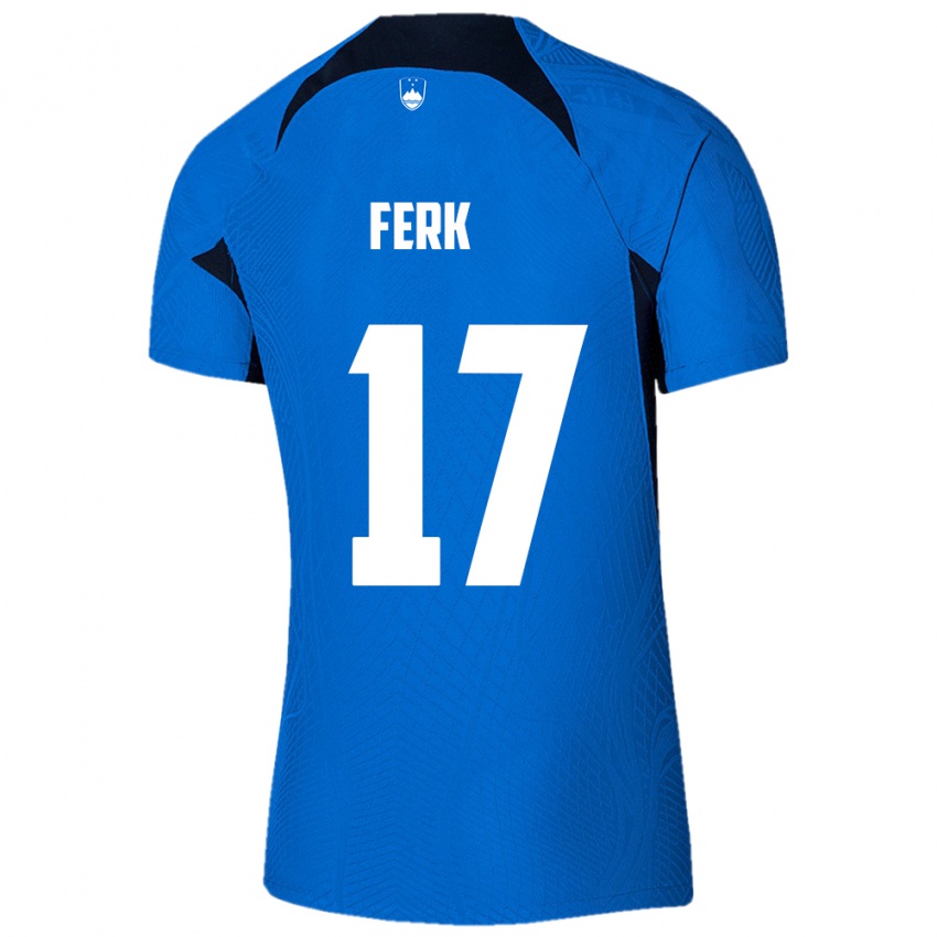 Uomo Maglia Slovenia Matic Ferk #17 Blu Kit Gara Away 24-26 Maglietta