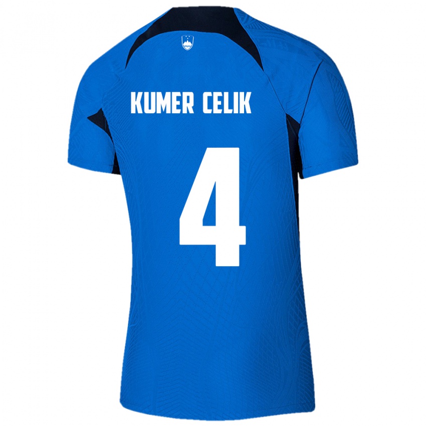 Uomo Maglia Slovenia An Kumer Celik #4 Blu Kit Gara Away 24-26 Maglietta