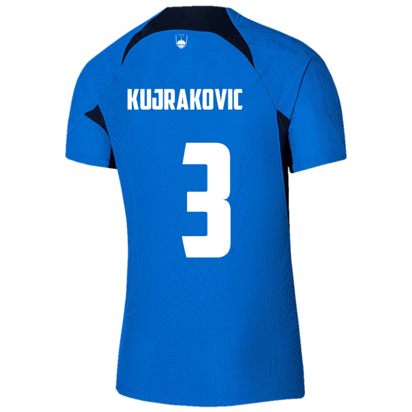 Uomo Maglia Slovenia Minel Kujrakovic #3 Blu Kit Gara Away 24-26 Maglietta