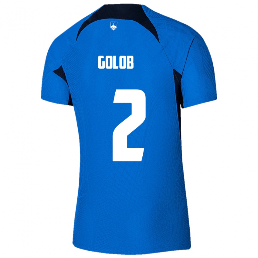 Uomo Maglia Slovenia Lana Golob #2 Blu Kit Gara Away 24-26 Maglietta