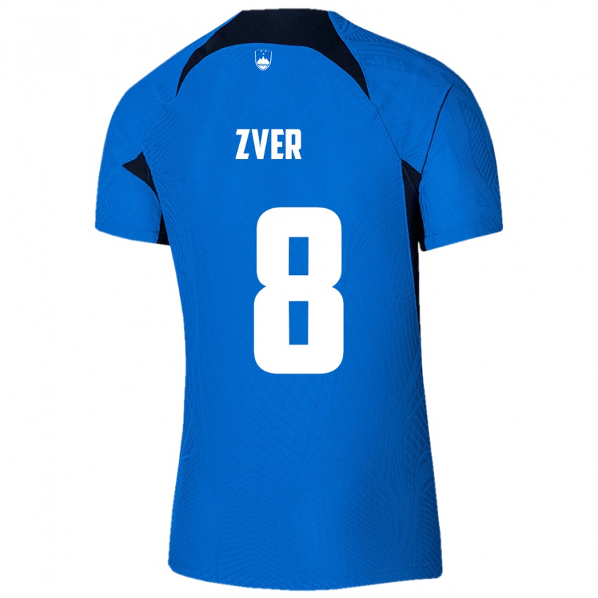 Uomo Maglia Slovenia Mateja Zver #8 Blu Kit Gara Away 24-26 Maglietta