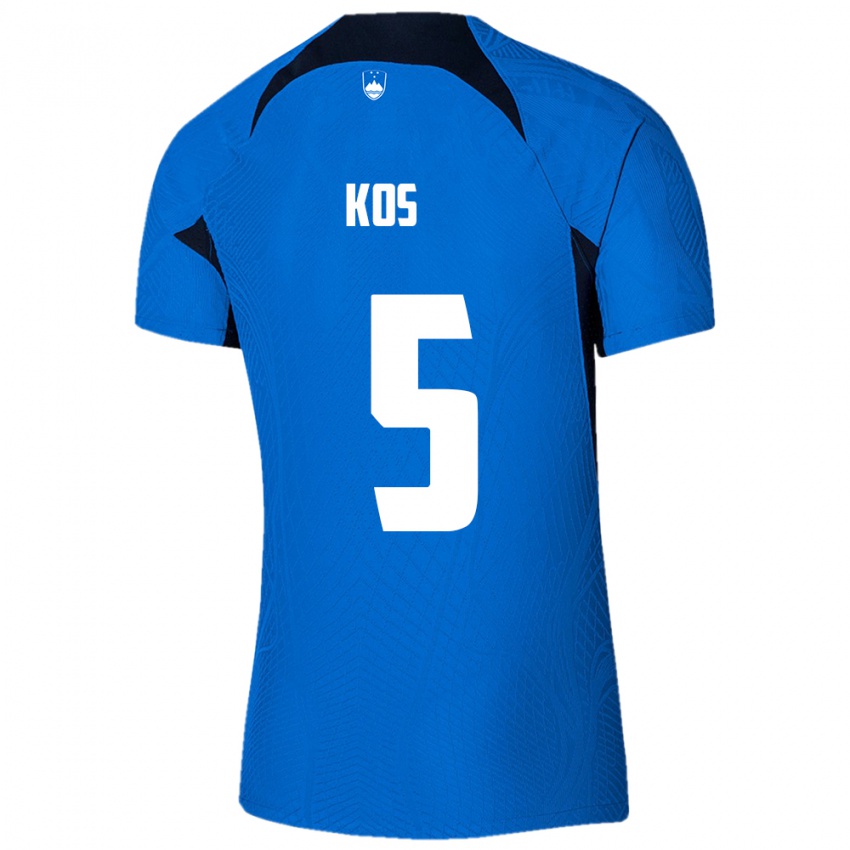 Uomo Maglia Slovenia Evelina Kos #5 Blu Kit Gara Away 24-26 Maglietta