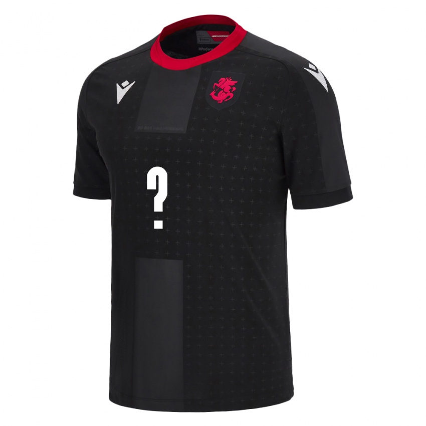 Uomo Maglia Georgia Il Tuo Nome #0 Nero Kit Gara Away 24-26 Maglietta