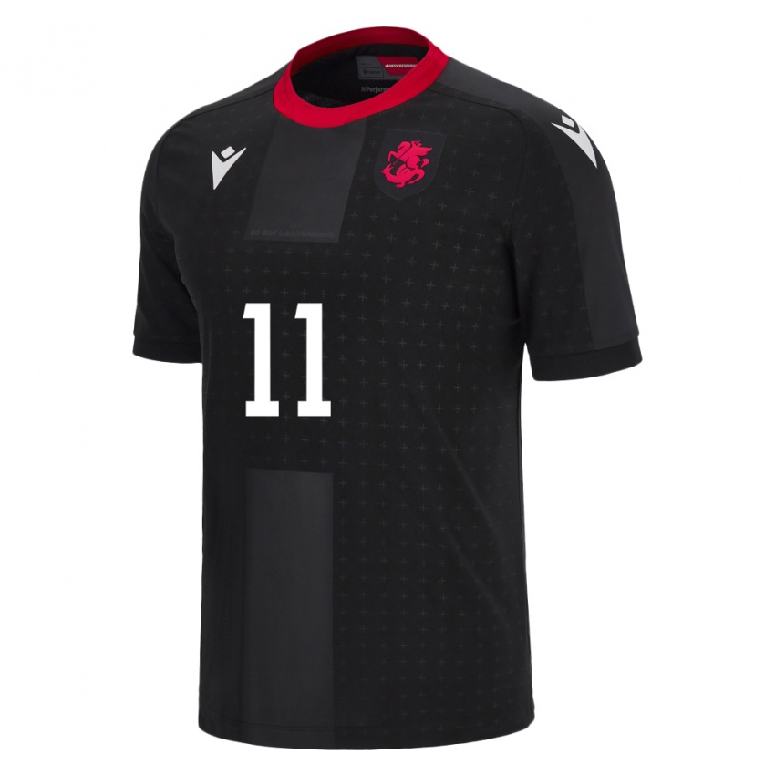 Uomo Maglia Georgia Sofiko Narsia #11 Nero Kit Gara Away 24-26 Maglietta