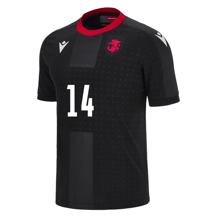 Uomo Maglia Georgia Nikoloz Tsetskhladze #14 Nero Kit Gara Away 24-26 Maglietta