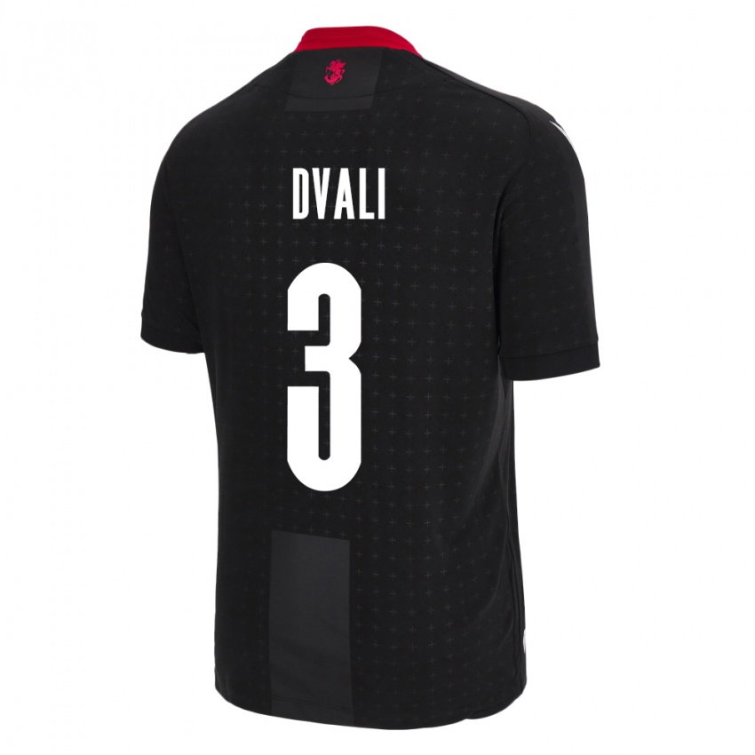 Uomo Maglia Georgia Lasha Dvali #3 Nero Kit Gara Away 24-26 Maglietta